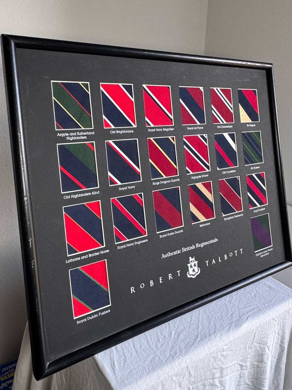 Robert Talbott Authentic British Regimentals Framed Silk Tie Display